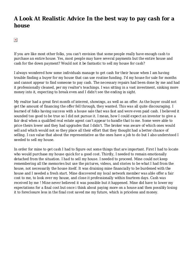 can you pay cash for a house