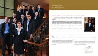 Message from
the Management
s a social business, we must steadily evolve to ensure the impact and sustainability of our programs.
We must be creative in seeking support – running the foundation with business spirit that can kindle
our missions.
Education still forms the basis of our operation. With the right effort, a long-term commitment, and the much-
needed support, progress in quality education improvement is attainable. We are happy to see that many of
these initiatives have been a success, thanks to our collaboration with the community and the private sector.
Through partnerships, we were able to make a difference in empowering communities and individuals. Our
experience and resources enable us to design programs that are not only effective but also sustainable, so
that the contribution of corporations and individuals can go a long way.
We believe that education is not the sole responsibility of the government but all of us, and there is no better
time to collaborate than today. We hope you will join us in the action to bring better outcomes for the future.
ebagai institusi bisnis sosial, kami harus terus berkembang untuk
memastikan dampak dan keberlanjutan program kami. Kami harus
kreatif dalam mencari dukungan, yakni menjalankan yayasan ini dengan
semangat bisnis yang dapat terus menghidupkan misi kami.
Pendidikan masih mendasari aspek bisnis kami. Dengan upaya yang tepat,
komitmen jangka panjang, dan dukungan yang diperlukan, peningkatan
mutu pendidikan pasti dapat dicapai. Berkat kerja sama dengan masyarakat
dan pihak swasta, kami senang dengan banyaknya inisiatif kami yang
berjalan sukses.
Melalui kemitraan, kami dapat membuat perubahan dalam pemberdayaan
masyarakat dan individu. Pengalaman dan sumber daya yang kami miliki
memungkinkan kami untuk merancang program yang tidak hanya efektif
namun juga berkelanjutan, sehingga kontribusi perusahaan dan individu
dapat berdampak panjang.
Kami yakin bahwa pendidikan bukan hanya tanggung jawab pemerintah
melainkan kita semua, dan tidak ada waktu yang tepat untuk bekerja sama
selain hari ini. Kami harap Anda dapat bergabung bersama kami untuk
menyongsong masa depan yang lebih baik.
Nenny Soemawinata
MANAGING DIRECTOR
A
EMPOWERING MORE COMMUNITIES THROUGH EVOLVED EDUCATION SUPPORT
S
87
 