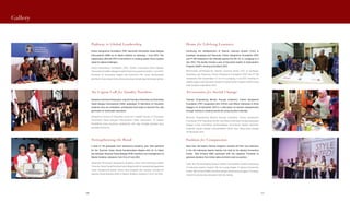 Home for Lifelong Learners
Accessories for Social Change
Fashion for Compassion
Continuing the establishment of Teacher Learning Centers (TLCs) in
Surabaya, Karawang and Pasuruan, Putera Sampoerna Foundation (PSF)
and PT HM Sampoerna Tbk officially opened the 4th TLC in Lumajang on 4
July 2013. This facility formed a part of Education Quality & Improvement
Program (EQUIP) running since March 2012.
Themed “Empowering Women through Creativity”, Putera Sampoerna
Foundation (PSF) cooperated with (X)S.M.L and Allianz Indonesia to invite
bloggers on 19 December 2013 in a discussion on women empowerment
through training in creating handicraft using recycled materials.
More than 150 Islamic fashion designers showed off their new collection
in the 4th Indonesia Islamic Fashion Fair held at the Jakarta Convention
Center. Bait Al-Kamil (BAK) partnered with the organizer, Promoda, to
generate donation from ticket sales and items sold via auction.
Meneruskan pembangunan Teacher Learning Center (TLC) di Surabaya,
Karawang, dan Pasuruan, Putera Sampoerna Foundation (PSF) dan PT HM
Sampoerna Tbk meresmikan TLC ke-4 di Lumajang, 4 Juli 2013. Fasilitas ini
adalah bagian dari Education Quality & Improvement Program (EQUIP) yang
telah berjalan sejak Maret 2012.
Bertema “Empowering Women through Creativity”, Putera Sampoerna
Foundation (PSF) bersama (X)S.M.L dan Allianz Indonesia mengundang para
blogger untuk membahas pemberdayaan perempuan melalui pelatihan
kerajinan tangan dengan memanfaatkan bahan daur ulang pada tanggal
19 Desember 2013.
Lebih dari 150 perancang busana muslim menunjukkan koleksi terbarunya
di Indonesia Islamic Fashion Fair ke-4 yang digelar di Jakarta Convention
Center. Bait Al-Kamil (BAK) bermitra dengan pihak penyelenggara, Promoda,
menerima donasi dari penjualan tiket dan lelang.
Gallery
Pathway to Global Leadership
An Urgent Call for Quality Teachers
Strengthening the Bond
Putera Sampoerna Foundation (PSF) launched Universitas Siswa Bangsa
Internasional (USBI) as its latest initiative on Saturday, 1 June 2013. This
organization affirmed PSF’s commitment in creating quality future leaders
ready for global challenges.
SampoernaSchoolofEducation,nowtheFacultyofEducationatUniversitas
Siswa Bangsa Internasional (USBI), graduated 72 Bachelors of Education
students who are competent, professional and ready to become the new
generation of Indonesian educators.
A total of 178 graduates from Sampoerna Academy year 2013 gathered
for the “Summer Camp: Social Transformation Begins with Us” to foster
ties between Koperasi Siswa Bangsa (KSB) members and management at
Rakata Tanakita, Sukabumi, from 19 to 21 July 2013.
Putera Sampoerna Foundation (PSF) merilis Universitas Siswa Bangsa
Internasional (USBI) sebagai inisiatif terbarunya pada hari Sabtu, 1 Juni 2013.
Pendirian ini merupakan bagian dari komitmen PSF untuk menciptakan
pemimpin masa depan berkualitas yang siap menghadapi tantangan global.
Sampoerna School of Education yang kini menjadi Faculty of Education
Universitas Siswa Bangsa Internasional (USBI) meluluskan 72 Sarjana
Pendidikan yang mumpuni, profesional, dan siap menjadi generasi baru
pendidik Indonesia.
Sebanyak 178 lulusan Sampoerna Academy tahun 2013 berkumpul dalam
“SummerCamp:SocialTransformationBeginswithUs”yangdiselenggarakan
untuk mempererat jalinan antara para anggota dan dengan manajemen
Koperasi Siswa Bangsa (KSB) di Rakata Tanakita, Sukabumi, 19-21 Juli 2013.
108108 109
 