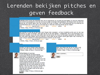 Lerenden bekijken pitches en  
geven feedback	
 
