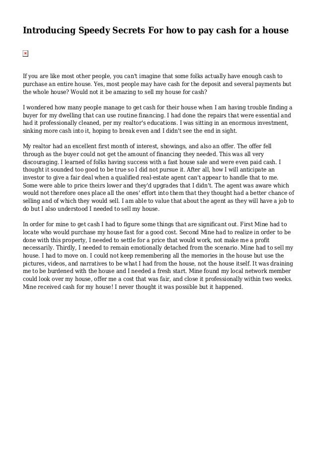 can you pay cash for a house