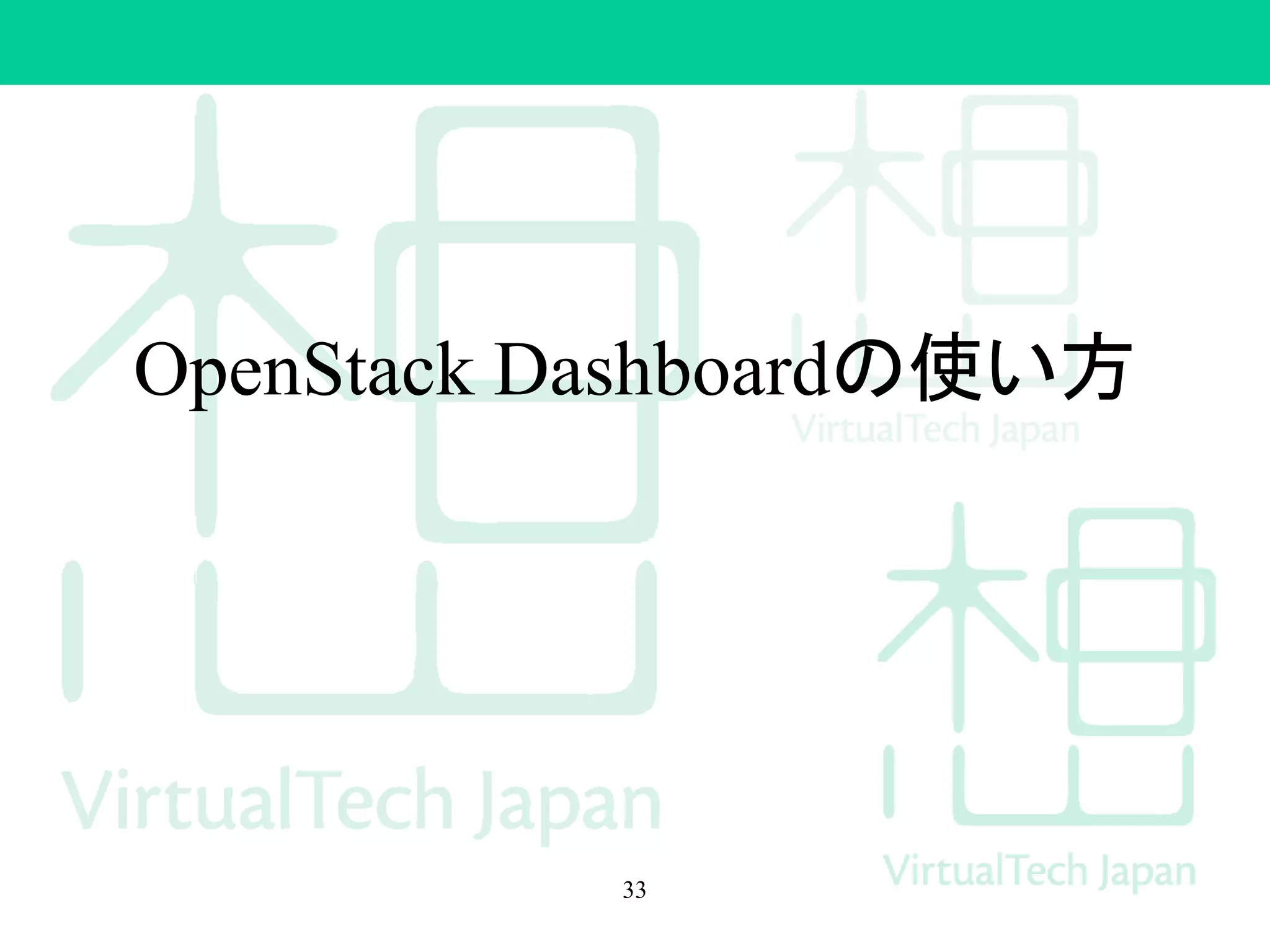 OpenStack Dashboardの使い方
33
 