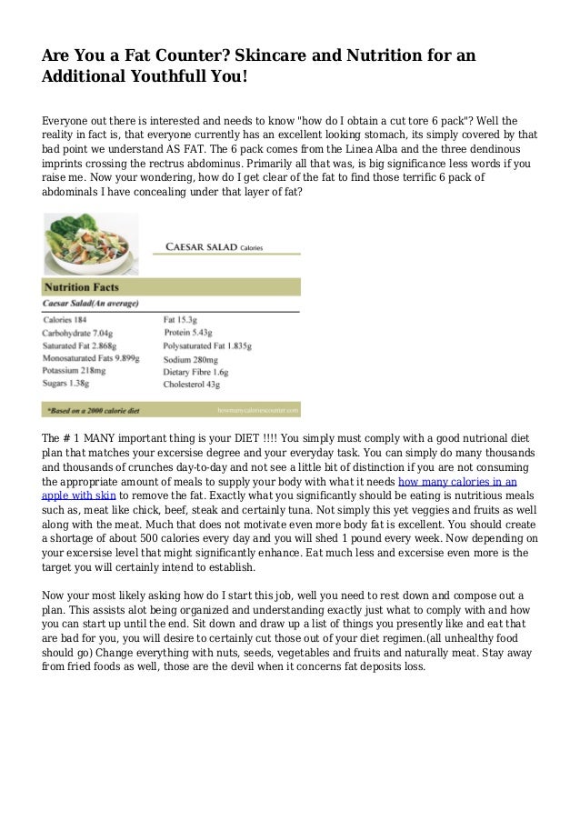 are you a fat counter skincare and nutrition for an additional youth