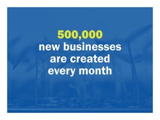 500,000 
new businesses 
are created 
every month 
 