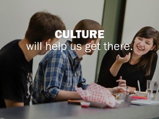 CULTURE 
will help us get there. 
 