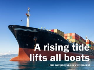 A rising tide 
lifts all boats 
(our company & our customers) 
 
