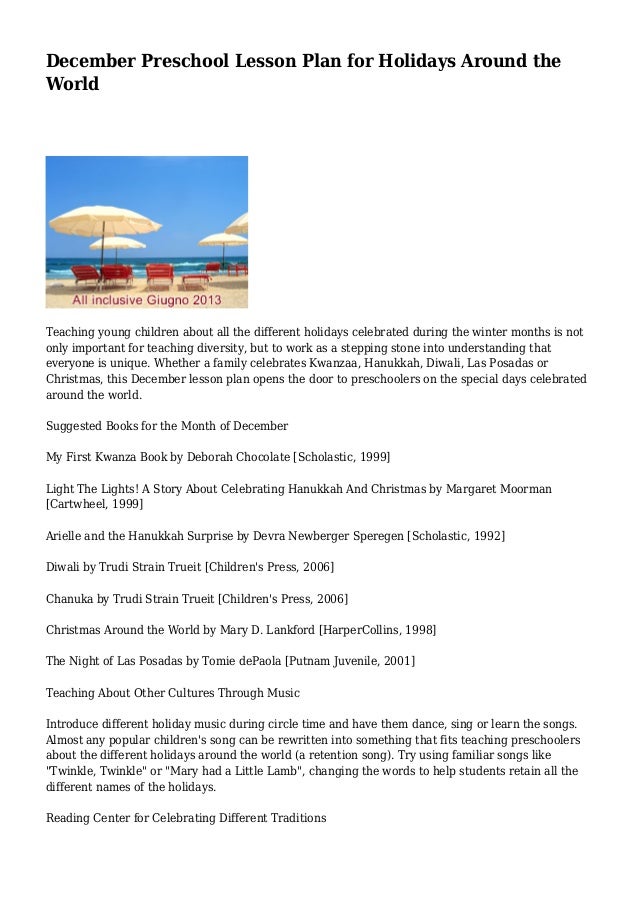 december preschool lesson plan for holidays around the kwanzza lesson plans