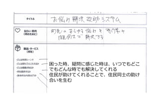 困った時、疑問に感じた時は、いつでもどこ
でもどんな時でも解決してくれる
住⺠民が助けてくれることで、住⺠民同⼠士の助け
合いを⽣生む
 