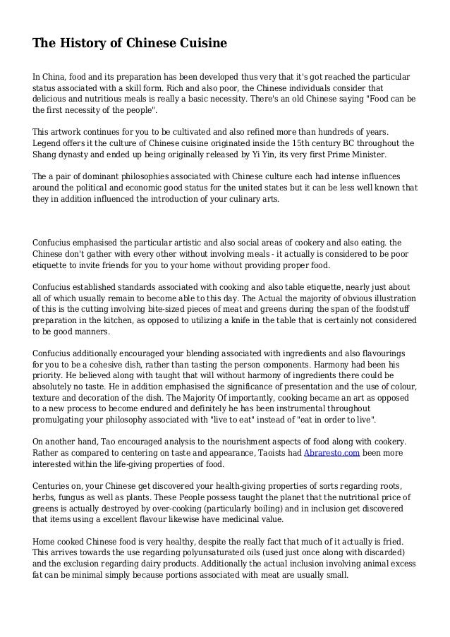 The History of Chinese Cuisine