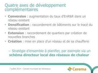 7 juillet 2014 – Conseil municipal de Vénissieux
Quatre axes de développement
complémentaires
●
Conversion : augmentation ...