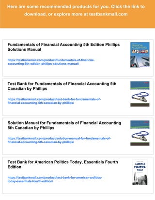 Fundamentals of Financial Accounting 5th Edition Phillips Test Bank | PDF