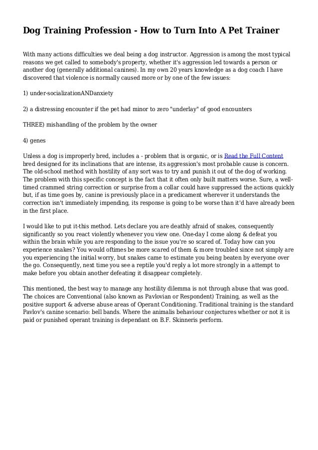 Dog Training Profession How to Turn Into A Pet Trainer