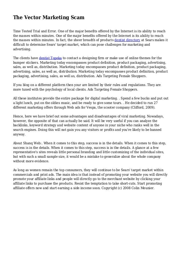 the vector marketing scam vector company scam