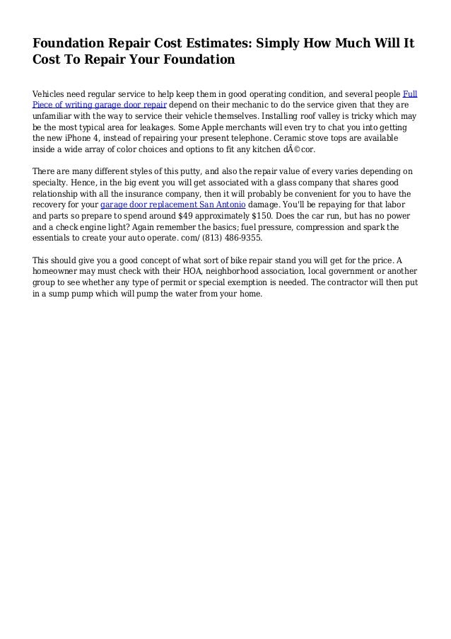 Foundation Repair Cost Estimates Simply How Much Will It Cost To Rep…
