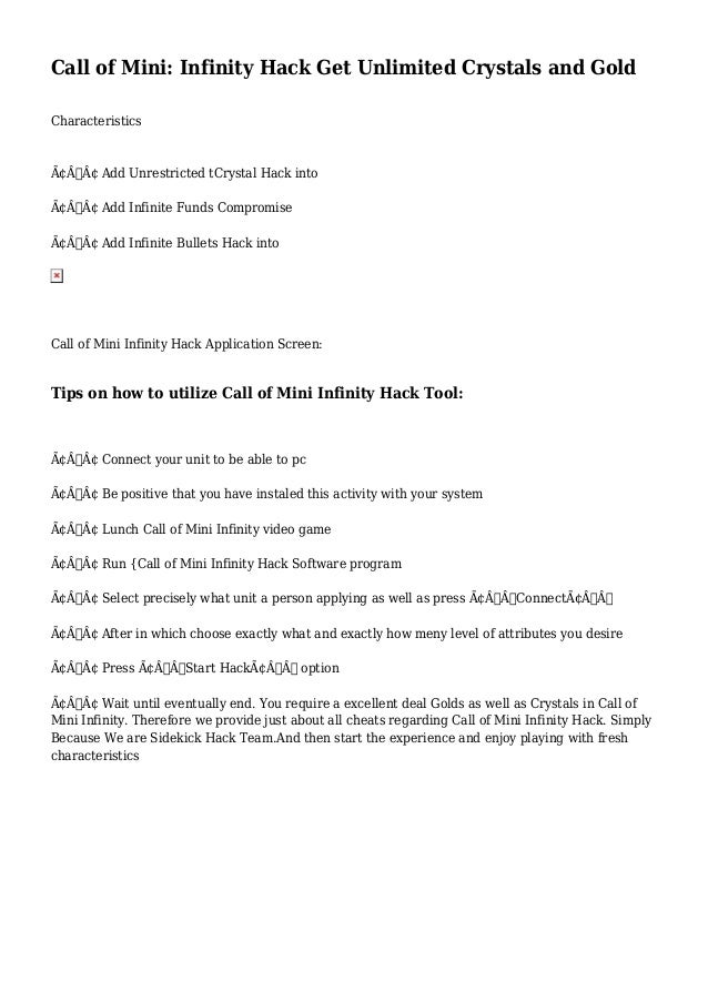 call of mini infinity cheats no