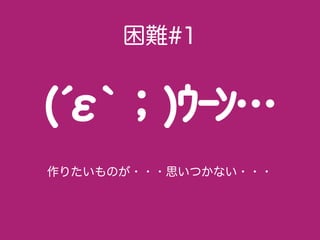 困難#1
作りたいものが・・・思いつかない・・・
 