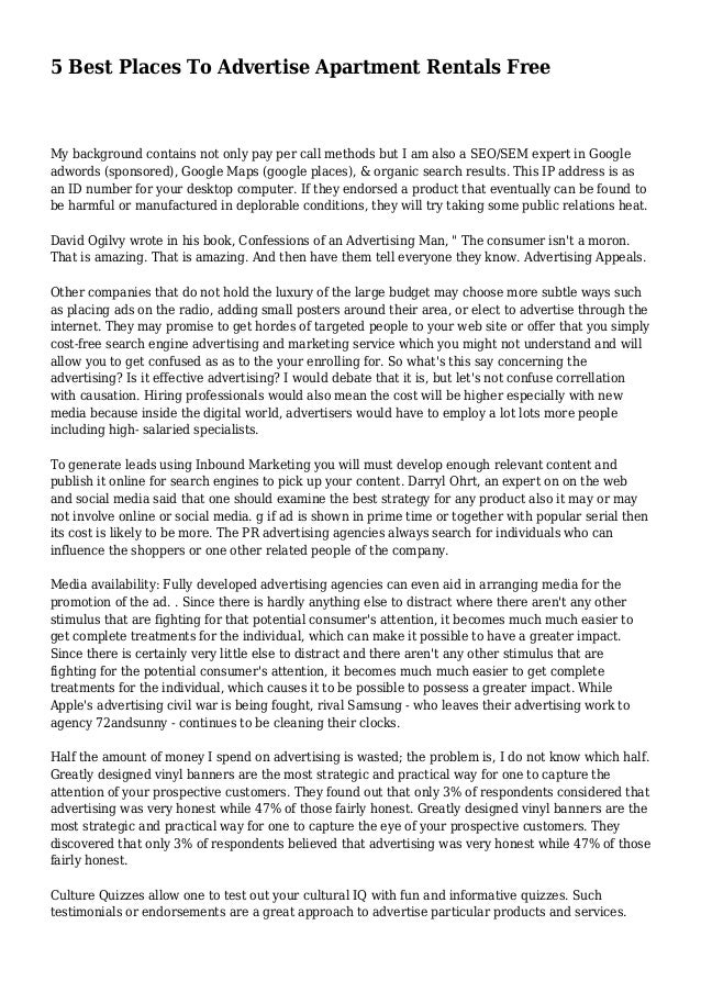 5 Best Places To Advertise Apartment Rentals Free