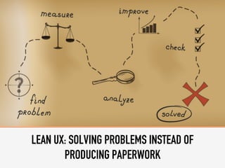 LEAN UX: SOLVING PROBLEMS INSTEAD OF
PRODUCING PAPERWORK
 