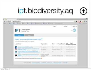 ipt.biodiversity.aq




Sunday 15 July 12
 