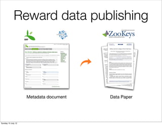 Reward data publishing




                    Metadata document   Data Paper




Sunday 15 July 12
 