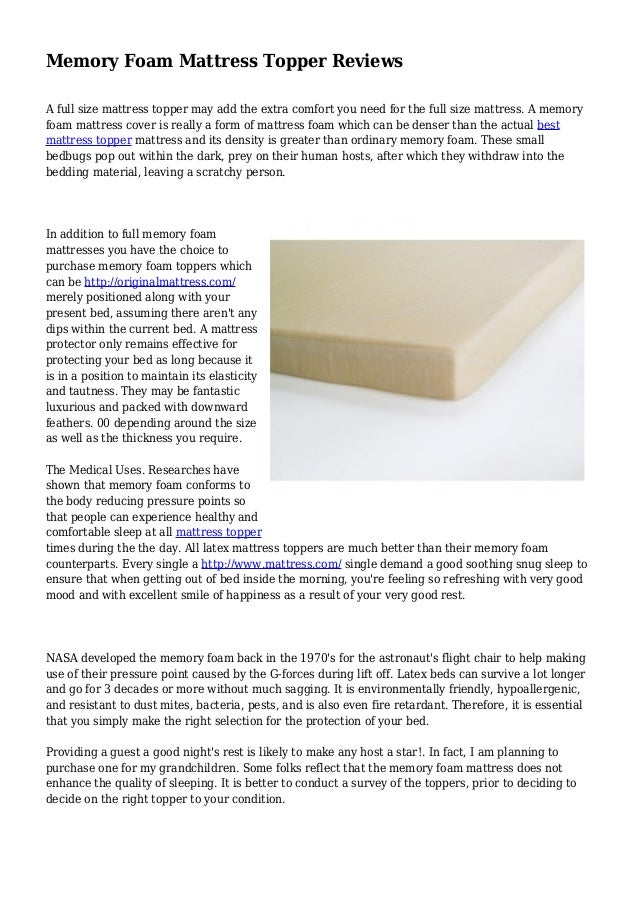 Memory Foam Mattress Topper Reviews