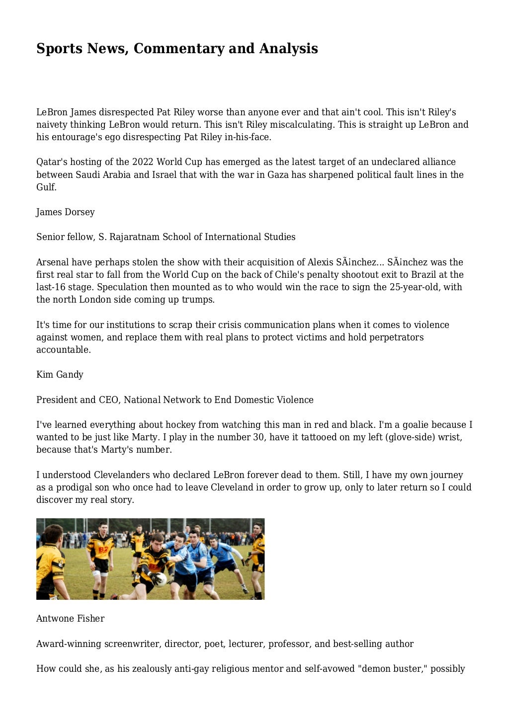 Sports News, Commentary and Analysis Sports News, Commentary and Analysis