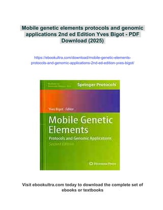 Mobile genetic elements protocols and genomic applications 2nd ed ...