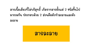 สารเนื้อเดียวที่ไม่บริสุทธิ์ เกิดจากสารตั้งแต่ 2 ชนิดขึ้นไป
มารวมกัน ประกอบด้วย 2 ส่วนคือตัวท้าละลายและตัว
ละลาย
สารละลาย
 