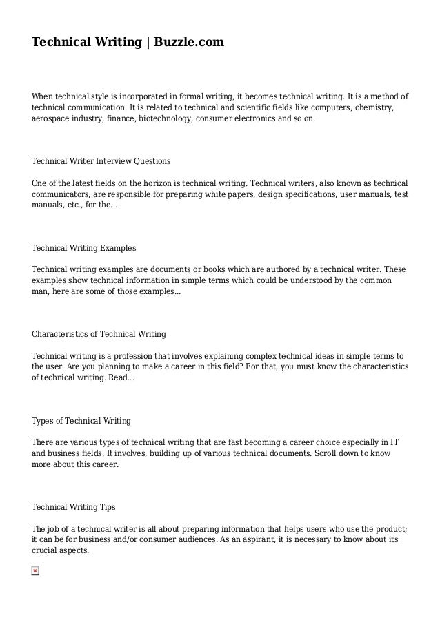 technical writing buzzle com technical writing interview questions
