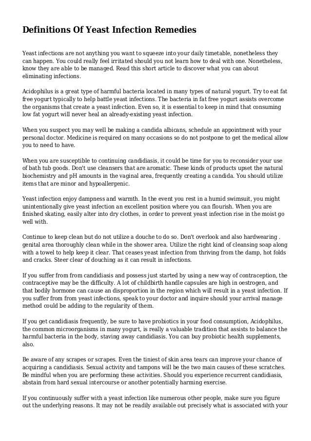 Definitions Of Yeast Infection Remedies