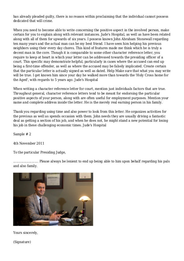 Sample Reference Letter For Court Case