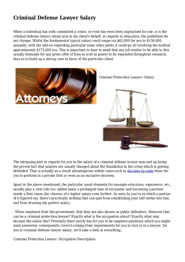 Criminal Defense Lawyer Salary Criminal Defense Lawyer Salary