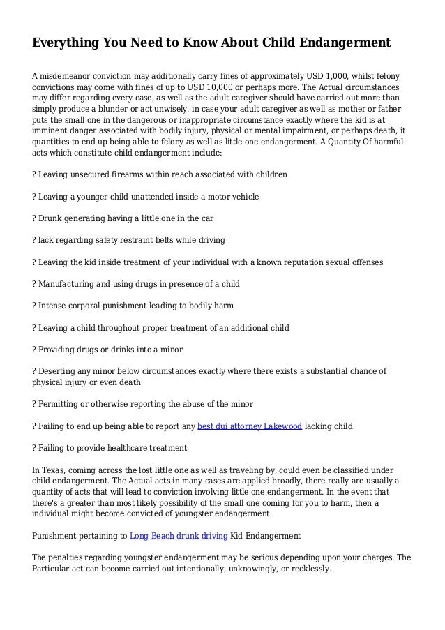 Everything You Need to Know About Child Endangerment