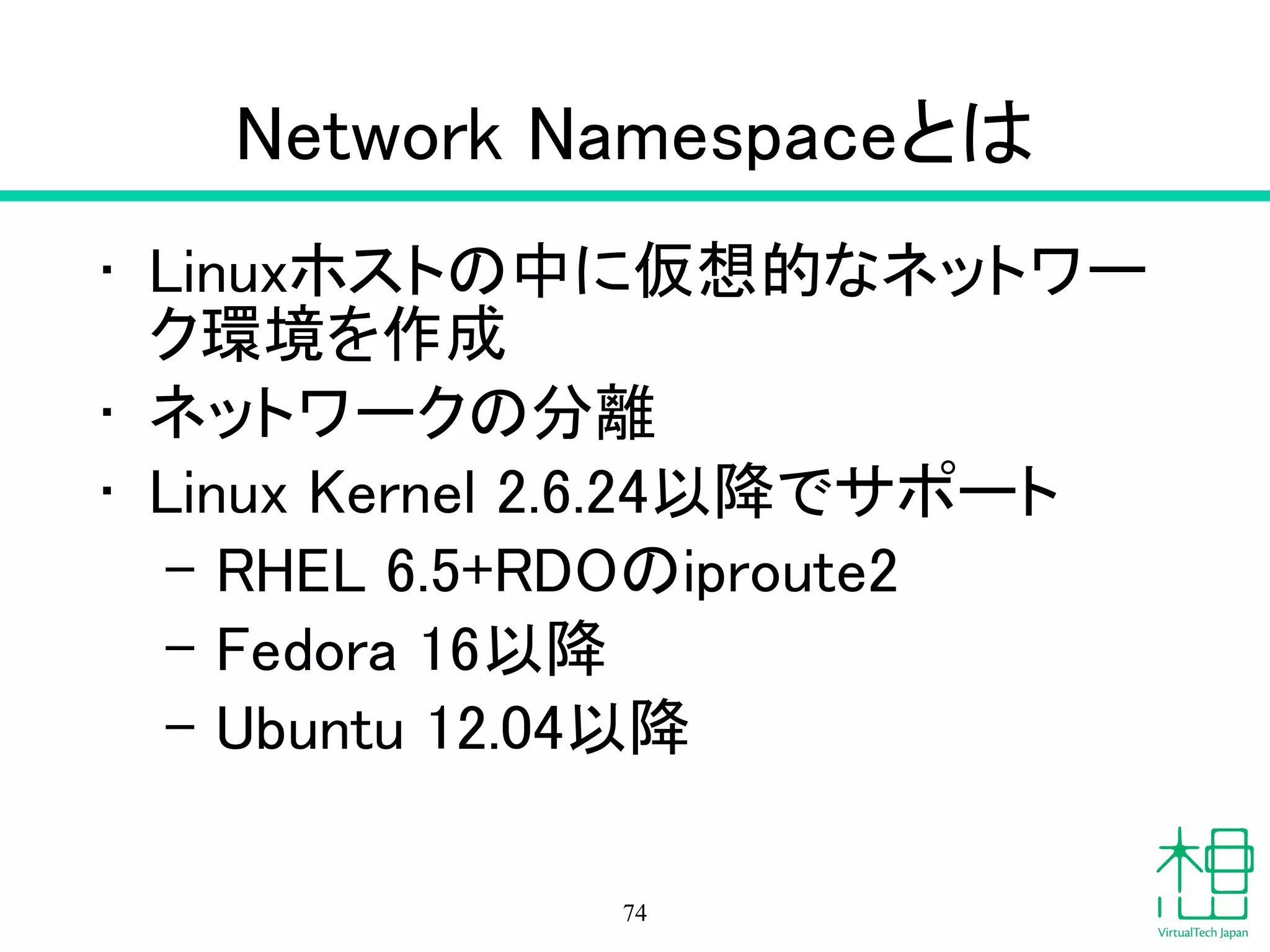 qdhcpの確認（1）
• ifconfigでIPアドレスを確認
74
 