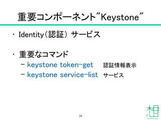 OpenStackの
各コンポーネントについて
39
 