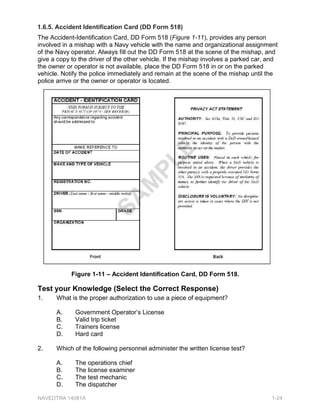 OLFHQVH LV UHTXLUHG IRU DXWRPRWLYH PRWRU YHKLFOHV DQG PDWHULDOKDQGOLQJ HTXLSPHQW
 3HUIRUPDQFH 4XDOLILFDWLRQ 7HVW
 $XWRPRWLYH 7HVW
 0DWHULDO +DQGOLQJ (TXLSPHQW 7HVW
 RQVWUXFWLRQ (TXLSPHQW 7HVW
 86 *RYHUQPHQW 0RWRU 9HKLFOH 2SHUDWRU¶V ,GHQWLILFDWLRQ DUG 2) 