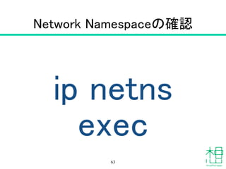 Network Namespaceの確認
ip netns
exec
63
 