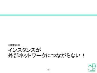 インスタンスが
外部ネットワークにつながらない！
（障害例3）
75
 