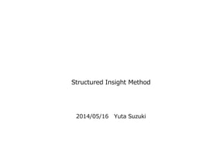 Structured Insight Method
2014/05/16 Yuta Suzuki
 