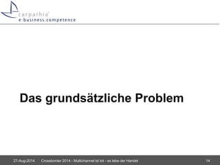 Das grundsätzliche Problem 
27-Aug-2014 Crossborder 2014 - Multichannel ist tot - es lebe der Handel 14 
 