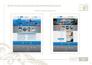 22 
......................................................................................................................................................................................................................................................... 
Online | Primeira versão do site www.matchconnections.com.br 
Exemplos de páginas internas do site 
Março 2013 
................................................................................................................................................................................................................................................................................................. 
 