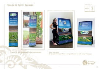 59 
......................................................................................................................................................................................................................................................... 
Material de Apoio | Operação 
Lamás de boas-vindas para receber os visitantes Totem interativo 
Os torcedores tiraram fotos e compartilharam na rede social Instagram. 
................................................................................................................................................................................................................................................................................................. 
Abril 2014 
 