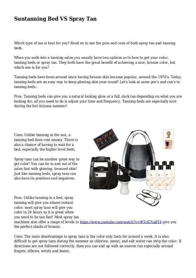 Suntanning Bed VS Spray Tan