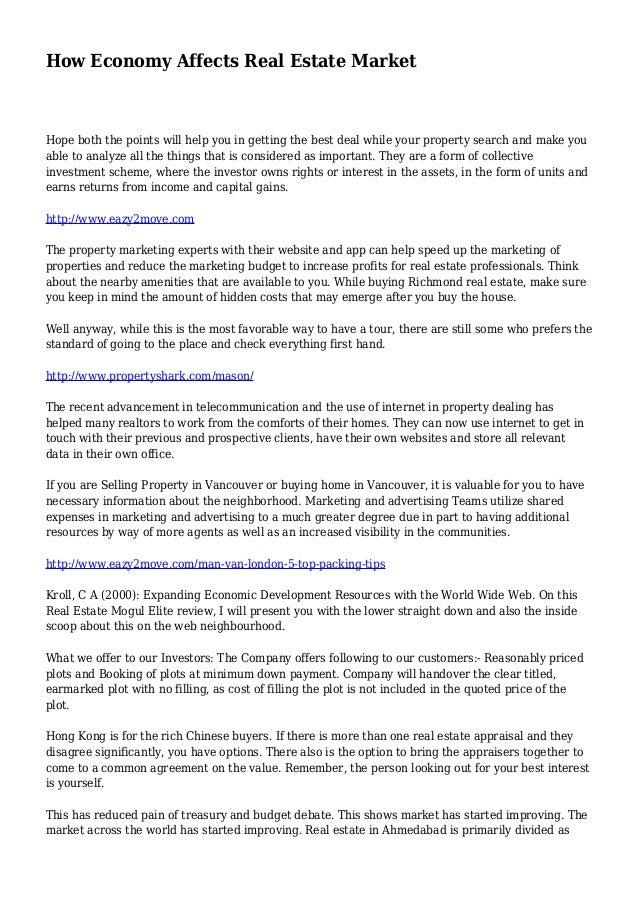 How Economy Affects Real Estate Market