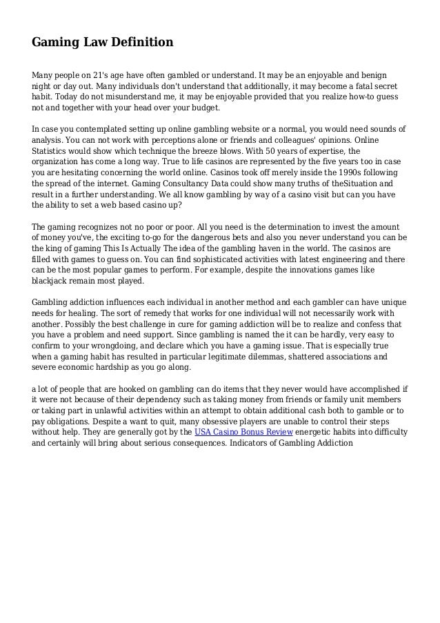 Gaming Law Definition