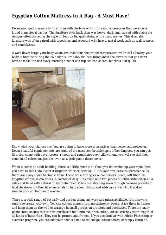 Egyptian Cotton Mattress In A Bag A Must Have
