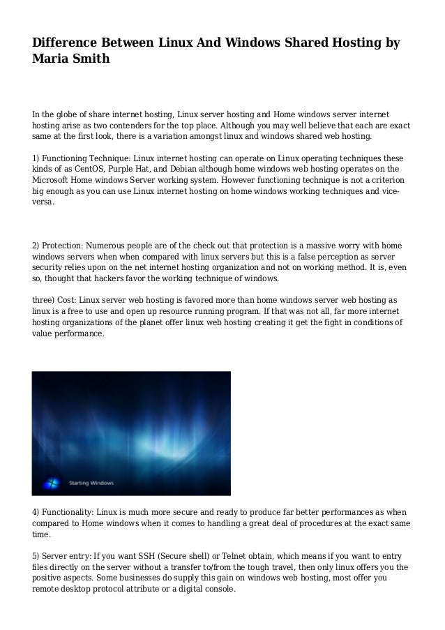 Difference Between Linux And Windows Shared Hosting By Maria Images, Photos, Reviews
