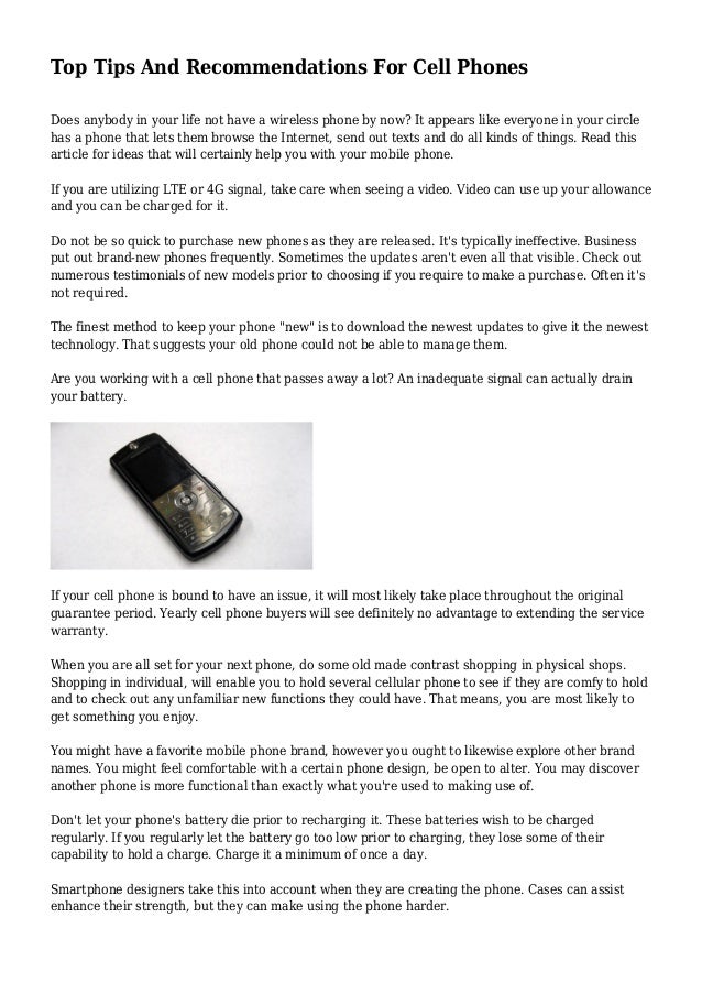 Top Tips And For Cell Phones