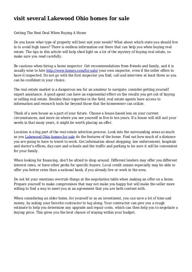 visit several Lakewood Ohio homes for sale