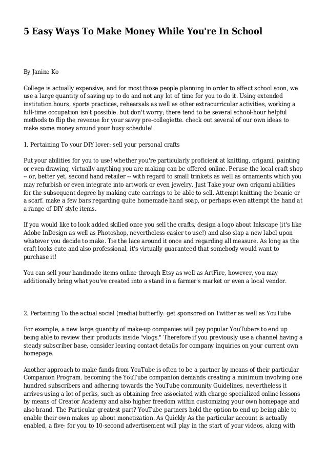 5 Easy Ways To Make Money While You Re In School - 